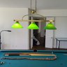 3 Bulb Brass Billiard Table Style Hanging  Green Florescent Lamp