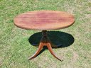 Vintage Small Colonial Style Wood Oval Brass Claw Foot Side Accent Table