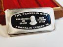 Coveted... 1973 Christmas Franklin Mint -  1 Oz Silver Bar 500 Grains Of Sterling Silver In Display Case