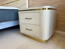 A Pair Of Vintage Modern Lacquer And Brass Nightstands, C. 1970's