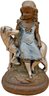 Girl With Dog Plaster Chalk-ware Figurine