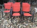 Hampton Bay 8 Orange & Black Stackable Sling Chairs.