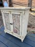 Sweet Distressed Painted Cabinet With Floral Detail