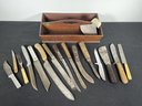 ANTIQUE KNIFEBOX FULL OF ANTIQUE CUTLERY