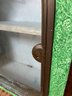 Vintage Wooden Medicine Cabinet With Curved Glass Door