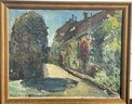 IMPRESSIONIST OIL ON CANVAS PAINTING OF A STREET WITH ILLEGIBLE CYPHER