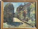 IMPRESSIONIST OIL ON CANVAS PAINTING OF A STREET WITH ILLEGIBLE CYPHER