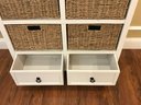 Wooden Storage Chest With Woven Baskets