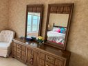 Provincial Stule Long Walnut Dresser With Mirror