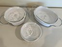 Corningware French White Covered Serving Dishes With Stands For Two Of Them