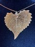 Gold Mesh Leaf Pendant With Chain