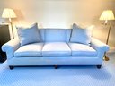 Custom Club Style Sofa In Pale Grey Blue