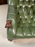 A Carl Forslund  Sleepy Hollow Green Leather Tufted Chair & Footstool