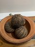 Decorative Wood Dish & Faux String Balls