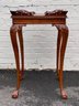 Vintage Chippendale Style Carved Mahogany Tea Tables With Ball And Claw Feet- A Pair