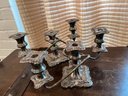 Silver Plate Double Candle Holder, Matching Pair