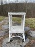 Vintage White Square Natural Wicker Side Table