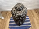Large Carved Wooden Buddha Head On Stand