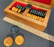 Agate Stone Checkers/Backgammon Pieces In Custom Wood Box