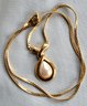 Vintage Monet Gold Tone Faux Pearl Teardrop Pendant Necklace