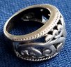 Vintage Sterling Silver 925 Filigree Swirl Rope Edge Band Ring