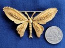 Large Gold Tone Vintage Butterfly Brooch 'BSK'