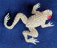 Very Blingy Frog With Red Eyes Pave Rhinestone Brooch