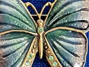 Vintage Enamel & Gold Tone Signed SFJ Butterfly Brooch