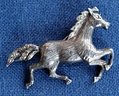 Lovely Vintage Sterling Silver & Rhinestone Detail Running Horse Brooch