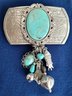 Statement Southwestern Design Hair Barrette With Faux Turquoise - Made In France