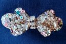 Vintage Butterfly Or Bow Colorful Rhinestone Crystal Barrette