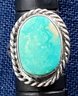 Gorgeous Vintage Turquoise Southwestern Sterling Silver Rope Edge Ring