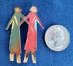 Vintage Copper Figural Couple Hand Painted Brooch