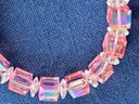 Aurora Borealis Watermelon Crystal Beaded & Sterling Silver Bracelet