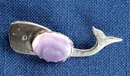 Fantastic Whale Brooch With Purple Lace Agate Stone