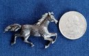 Lovely Vintage Sterling Silver & Rhinestone Detail Running Horse Brooch