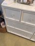 Ladies White Wood Dresser, With Glass Pulls, And Raised Rosettes