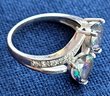 Sterling Silver 925 & Rainbow Quartz Double Heart CZ Band Ring