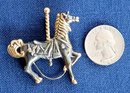 Silver & Brass Carousel Horse Brooch Or Pendant