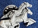 Three Running Horses Vintage Pewter Siskayou Lapel Pin