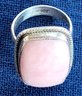 Sterling Silver & Large Pink Stone Pretty Statement Ring