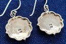 Lovely Sterling Silver And Mother Of Pearl Romantic Design Dangling Earrings
