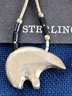 A Fabulous Pair Of Native Sterling Silver Zuni Bear Fetish & Bead Earrings