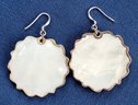 Pretty Mother Of Pearl And Sterling Silver 925 Flower Blossom Earrings