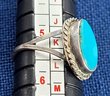 Beautiful Southwestern Turquoise Rope Edge Sterling Silver Ring