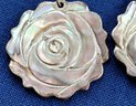 Pretty Mother Of Pearl And Sterling Silver 925 Flower Blossom Earrings