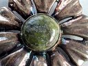Vintage Ireland Sterling Silver & Connermara Marble Flower Pendant Or Brooch
