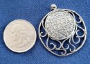 Beautiful Sterling Silver Designer Or Paz Filigree Abstract Pendant