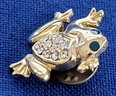 Vintage Frog With Pave Rhinestones On Gold Tone Lapel Pin