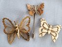 Vintage Butterfly Brooch/Pin Trio